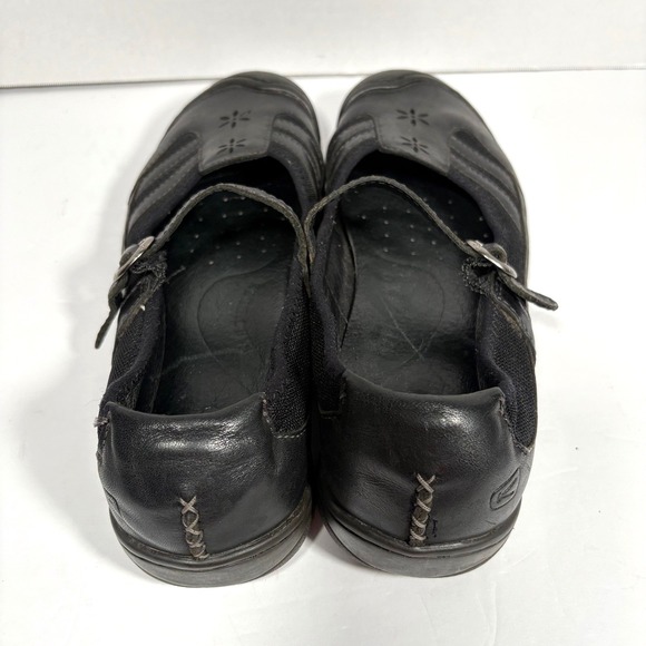 KEEN Paradise Mary Jane Shoes Black Leather Flower Cutout Strap Buckle Women 10 - Picture 4 of 11
